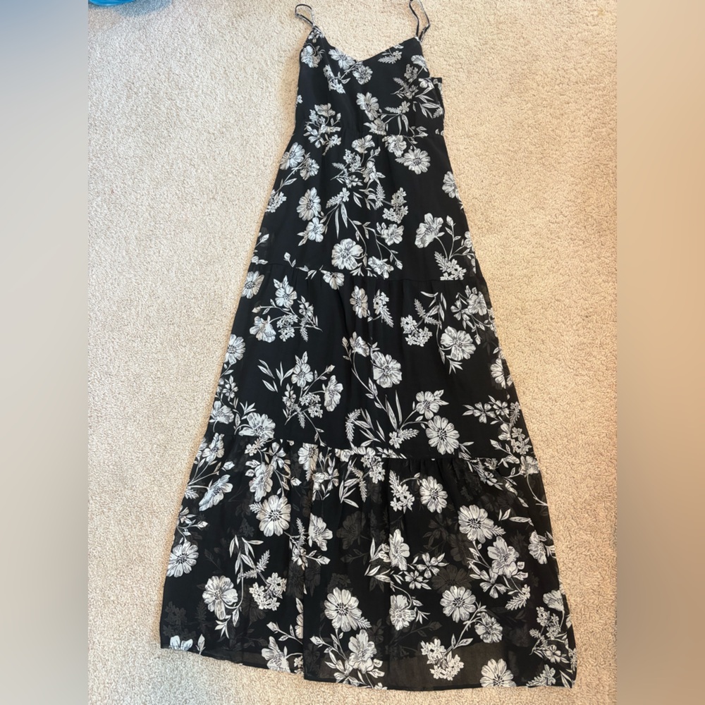 J. Crew Black and White Floral Maxi Dress